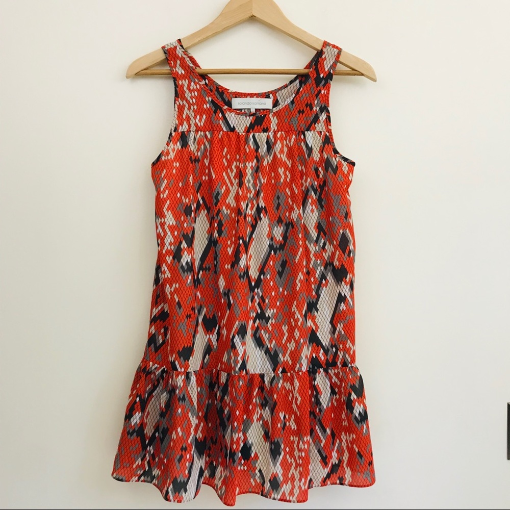 Rolando Santana Snakeskin Ruffle Dress
